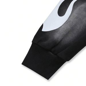 Conjunto Deportivo para Hombre con Bordado Desgastado, Sudadera con Hombros Caídos, Pantalones Deportivos, Estilo Urbano Vintage, Algodón Grueso, Dos Piezas - Product Image 4
