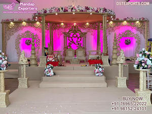 Mandap Akshara de madera para boda india, elefante tradicional, decoración de boda, Gran Salón de banquetes, boda - Product Image 2
