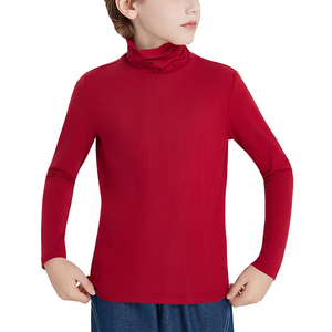 Camisetas de Cuello Alto Negras para Niños, Tejido de Punto, Manga Larga, Camiseta Térmica de Cuello Alto para Niños - Product Image 5