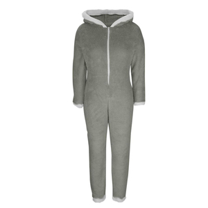 Pijama de Forro Polar con Capucha para Mujer, Manga Larga, Color Sólido, Cierre de Cremallera, Mono Cómodo para Dormir, Ropa de Invierno - Product Image 5
