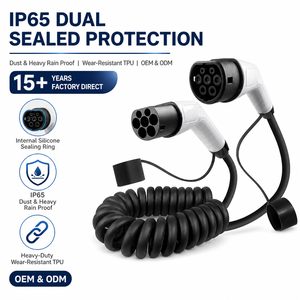 Cable de Carga para Vehículos Eléctricos, En Espiral, 32A, 7 kW/22 kW, Trifásico, Tipo 2 a Tipo 2, de Fábrica, con Más de 15 Años de Experiencia - Product Image 1