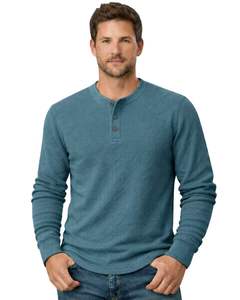Camiseta térmica de manga larga para hombre, de alta calidad, color azul verdoso, informal, con cuello de botones, para invierno, precio bajo, proveedor popular. - Product Image 1