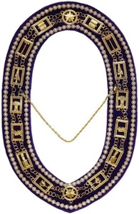 OES - Regalia Rhinestones Chain Collar - Gold/Silver on Purple + Free Case Gold or Silver Plated - Product Image 2