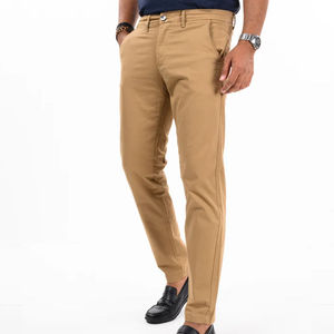 Men's Khaki Straight Leg Cotton <b>Trousers</b> Casual Anti-Wrinkle Mid Waist Flat Front With Side Pockets Spring Wear men's pants - Product Image 3
