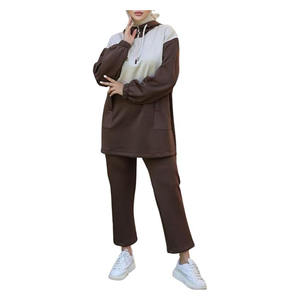 Prix de gros Vêtements islamiques personnalisés Survêtement décontracté en polaire tissé à boutons avec capuche Mode musulmane Modeste Léger Séchage rapide - Product Image 1