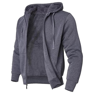Sweat-shirt polaire oversize unisexe automne-hiver, chaud, zippé, couleur unie, brodé, style manteau, coupe ample - Product Image 2