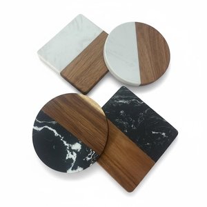 Decorative Wood Marble <b>Drink</b> <b>Coaster</b> Set Premium Handmade Stone <b>Coasters</b> for Restaurant Cafe And Hotel Use - Product Image 4