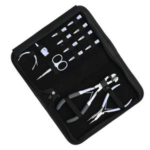 Kit d'outils professionnel pour extensions de cheveux blancs avec pince à soudure pour bandes adhésives, pince à sertir pour micro-liaisons, pinces de sectionnement pour extensions capillaires et aiguilles - Product Image 1