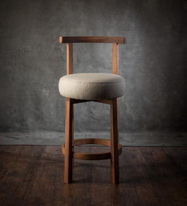 Chaise de bar en bois massif 100% naturel, tabouret haut, structure en bois, assise en mousse 100% authentique, meubles de bar sur mesure - Product Image 2