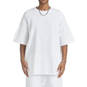 Camiseta de Hombre Negra de Color Sólido, de Lona de Algodón Antiencogimiento de 300g, Manga Corta, Cuello Redondo, Diseño Casual, Corte Regular, Tejido de Punto - Product Image 5