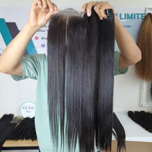 Extensiones de Cabello Humano Natural Vietnamita Virgen Sin Procesar, Sedoso, Liso, Doble Trama, Color 1B, 100g/paquete, GUGU HAIR - Product Image 4