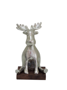 Figurine de renne en fer et marbre, design moderne, artisanale, décoration de table de Noël, sculpture animale - Product Image 1