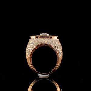 Bague de Luxe en Moissanite Carrée, Or Rose, Sertie de Baguettes, Effet Halo, Bague Tendance Scintillante, Bijou de Mode, Cadeau - Product Image 4