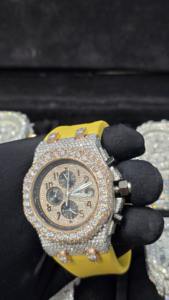 Montre automatique ronde de luxe personnalisée en moissanite VVS, style hip-hop, bracelet en caoutchouc de marque - Product Image 5