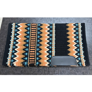 Tapis de selle pour cheval en laine occidentale de haute qualité, contourné |   Couverture de selle à motif Navajo turquoise |   Équipement de Ranch et de Rodeo Premium - Product Image 1