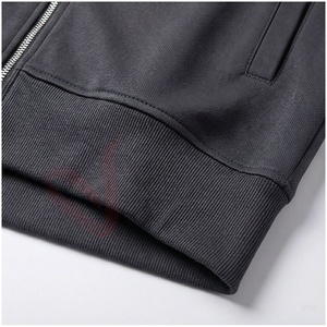 Conjunto Deportivo Gris para Hombre, Manga Larga, Cuello Alto, Cierre de Cremallera Frontal, Logotipo, Color Sólido, Transpirable, Ropa Casual de Otoño - Product Image 6