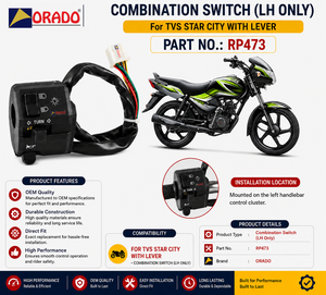 Interruptor de palanca combinado para TVS Star City, solo lado izquierdo, calidad de exportación para repuestos de motocicletas, India, Orado - Product Image 3