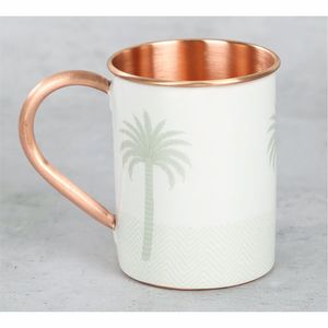 Mug en cuivre avec poignée en or rose, vente en gros |   Tasse à boire en métal émaillé à l'intérieur |   Mug en cuivre Moscow Mule personnalisé de 500 ml avec motif - Product Image 1