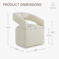 Fauteuil d'appoint en tonneau beige crème chaises de salle à manger rembourrées roulettes amovibles pour salle à manger chambre salle de lecture