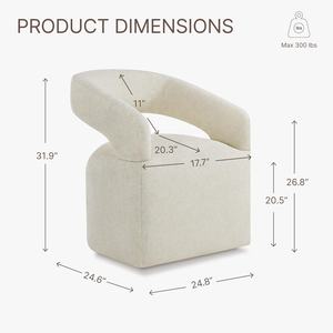 Cream Beige Barrel Side Armchair Gepolsterte Esszimmers tühle Abnehmbare Rollen für Esszimmer Schlafzimmer Lesesaal - Product Image 4