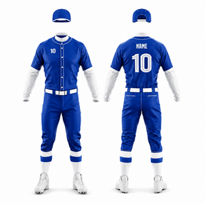 Uniforme de Béisbol para Adultos al por Mayor, Personalizable, de Secado Rápido, Transpirable, Manga Larga, Sublimado, de Poliéster, para Equipos - Product Image 1