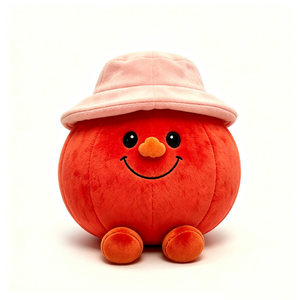 Citrouille en peluche personnalisée avec détails segmentés, peluche fantaisie d'Halloween, citrouille en peluche ronde avec jambes, jouet en peluche citrouille rouge - Product Image 4
