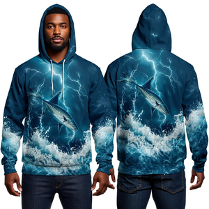 เสื้อฮู้ดตกปลา Storm Wave Swordfish Charge ลายฟ้าผ่า มหาสมุทร สำหรับนักตกปลา - Product Image 4