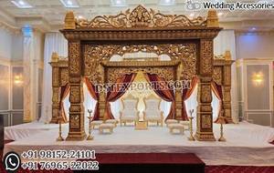Dernier modèle de mandap en bois à motifs paisley pour mariage, allemand, sculpté à la main, ancien modèle de mandap en bois à motifs paisley pour mariage, USA - Product Image 2