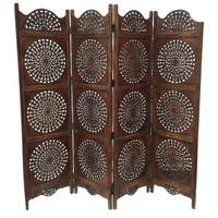 Paravent décoratif en bois pliable à 4 panneaux |   Paravent sculpté artisanal pour chambre à coucher, salon, décoration intérieure