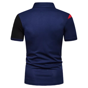 Polo décontracté pour homme à manches courtes, color block, avec col à revers, logo personnalisé, vente en gros à prix abordable - Product Image 4