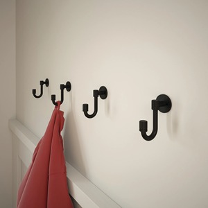 Minimalist Black Metal Wall Hook Rack 5 Hooks Heavy Duty For <b>Clothing</b> Storage Drill Installation - Product Image 2