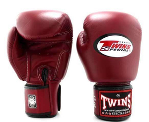 Guantes de Boxeo Dobles Color Borgoña, 8oz, 10oz, 12oz, 14oz, 16oz, Cierre de Cordones de Cuero, Correa de Muñeca Ajustable, Entrenamiento para Adultos - Product Image 1