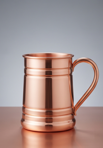 Mug à bière en cuivre pur massif rainuré et lisse, fait main, vaisselle de table en métal pour cocktails, vente en gros - Product Image 4