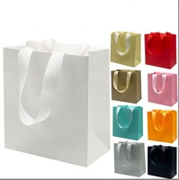 Sacs de courses classiques personnalisés en kraft recyclable, emballage en papier artistique d'été, ruban, logo OEM, usine chinoise, supermarché