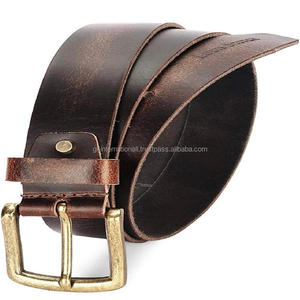 New Handmade Original Brown Antique Leather Casual Belt for Unisex With Changeable Brass Pin Buckle <b>Dress</b> Belt - Product Image 2