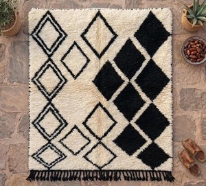 Hand Knotted Beni Ourain Moroccan Berber Rug 100% Wool Handmade Geometric Boho Area Carpet Custom Size Wholesale - Product Image 1
