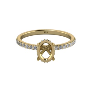 Mejor Calidad Plata 925 6x8mm Ovalado con Halo Oculto de Zirconia Eternity, Montura Semisolitario para Resina y Cenizas, Componentes de Joyería en Blanco - Product Image 1