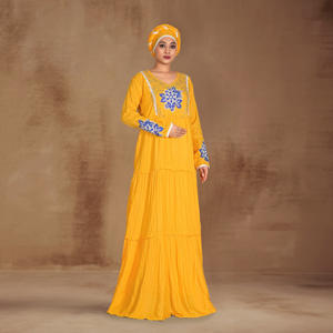 Kaftan Modeste en Rayonne Brodé avec Détails Ornés sur le Panneau Avant, Silhouette Évasée Superposée, Poignets Ornés, Élégant pour le Ramadan, ODM - Product Image 3
