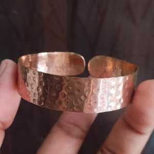 Belladec Handcrafted Hammered Red <b>Copper</b> Plated Wide Open <b>Bangle</b> Artisan Statement Jewelry Rustic Elegant Gift for Women - Product Image 6