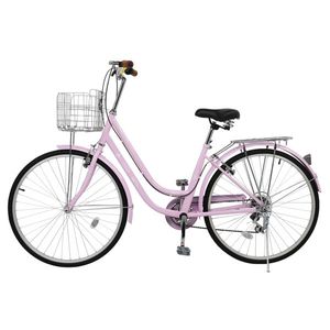 Bicicletta da città rosa a 7 velocità in acciaio ad alto tenore di carbonio con freni a V, ruote da 26 pollici, capacità 150 kg - Product Image 2