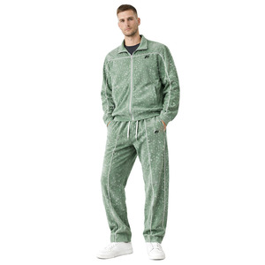 Y2K Men's Custom Rhinestone Velour Hoodies Jogger Tracksuit Sets Zip Up Streetwear Private <b>Label</b> Bulk Supplier - Product Image 1