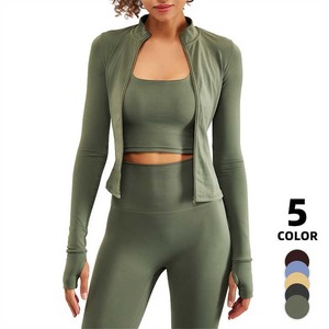 Ensemble de sport personnalisé pour femme : haut à manches longues et pantalon froncé, idéal pour le fitness, la gym et le yoga, sans coutures - Product Image 1