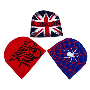 Bonnet tricoté automne-hiver, design flamme araignée et crâne, style européen et américain, pour hommes et femmes, tendance hip-hop, chaud et élégant - Product Image 2