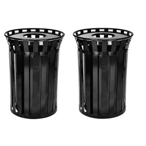 <b>Outdoor</b> Open Top Slatted Metal Sturdy Trash <b>Bin</b> Park Commercial Waste Container <b>Rubbish</b> <b>Bin</b> Barrel Hotels OEM ODM Manufacturer - Product Image 1