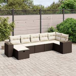 Conjunto de Sofás Modulares Grandes para Jardín, en Poliratán Marrón y Acero, Elegante Espacio de Vida al Aire Libre - Product Image 1