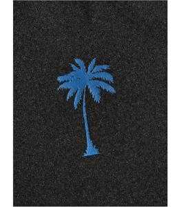 เสื้อยืดคอกลมสีดำพิมพ์ลายต้นปาล์มสีชมพูเล็กน้อย จับคู่กับกางเกงขาสั้นพิมพ์ลายใบไม้เขตร้อนสีชมพู - Product Image 3