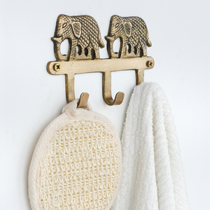 Crochet mural éléphant en laiton doré fait main, patère murale en métal à 3 crochets, motif animal décoratif - Product Image 4