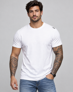 T-shirt décontracté classique pour homme à manches courtes, personnalisé OEM, en jersey vierge, tissu modal, séchage rapide, anti-UV, coupe ample, devant uni - Product Image 5