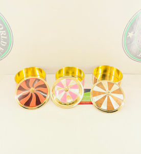 Two Line Eco-Friendly Mother of Pearl Inlay <b>Shell</b> Box with <b>Mirror</b> Polish Round Modern Keepsake Craft Box - Product Image 2