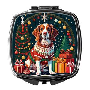 Brittany Spaniel Christmas Compact Makeup <b>Mirror</b> Portable Folding <b>Handheld</b> Design Christmas Gift for Women and Girls - Product Image 1